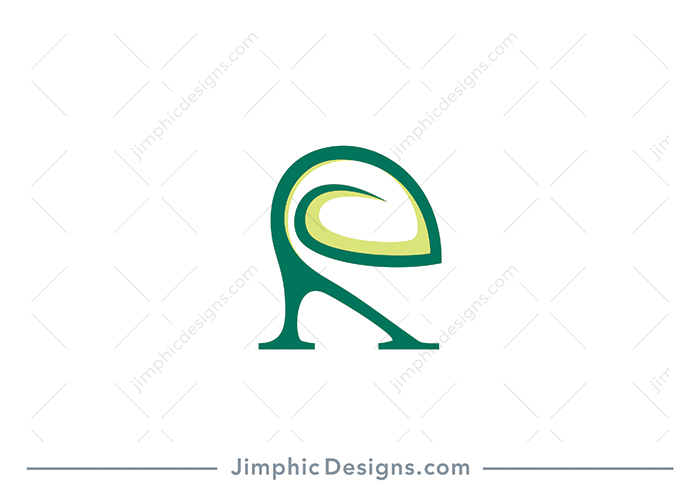 Modern big leaf shaped inside an uppercase letter R design.