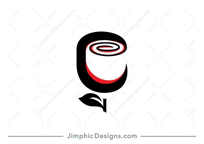 Modern and simplistic rose shaped inside a letter C design.