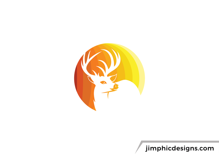 Negative space deer inside an autumn themed circle.