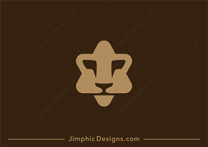 Modern and simplistic lion face shaped into an iconic star shape.