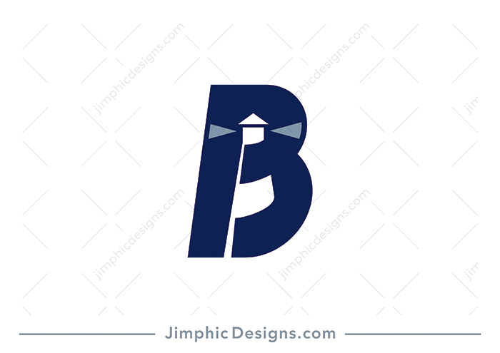 Modern and very simplistic letter B shaped around a lighthouse design.