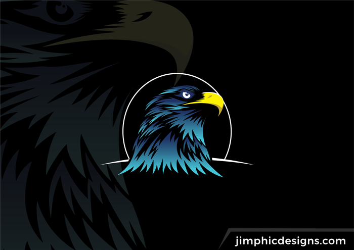 Artistic approach to a eagle head shaped with abstract feathers