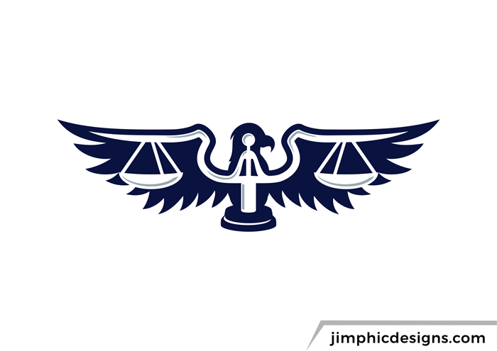 Eagle with his wings spread and the scales of justice