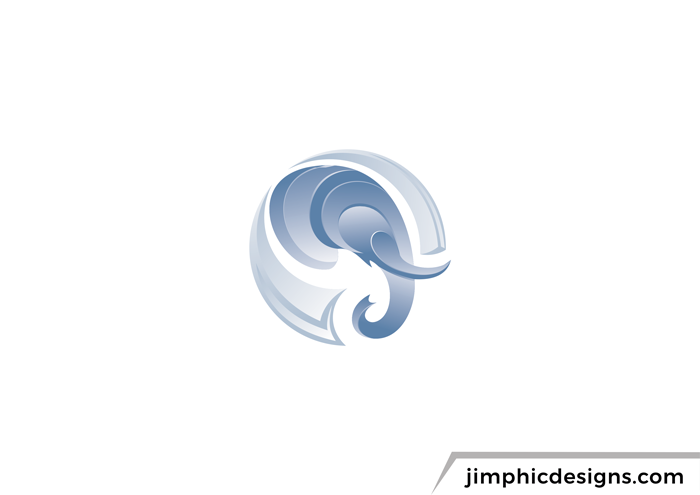 Abstract logo featuring an elephant head design.