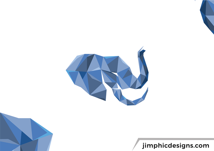 Artistic elephant created with origami graphics.