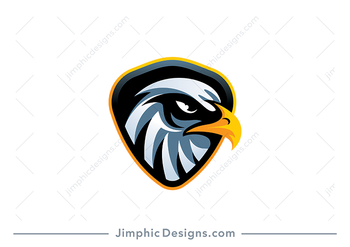 Modern eagle with a strong look in his eyes inside a rounding crest.