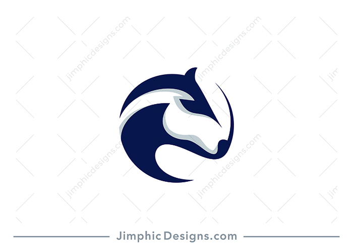 Modern and simplistic horse head design in a circle shape.