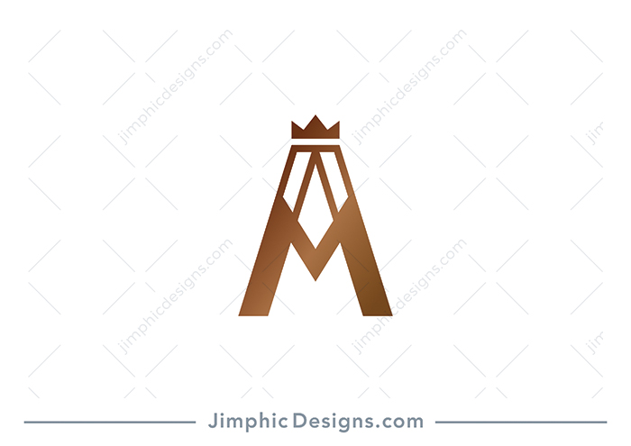 Modern and simplistic Letter A outline with a crown on top, and a solid letter M incorporated inside.