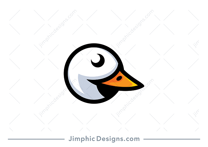 Modern and very simplistic duck head is shaped perfectly into a circle.