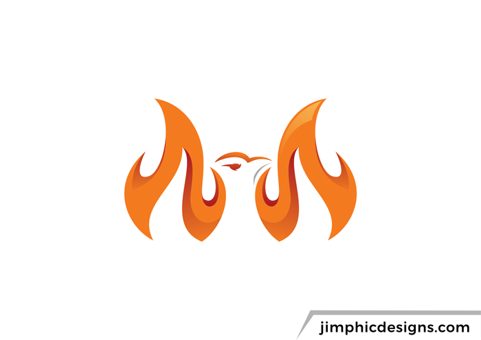 Phoenix design with wings shaped out of flames