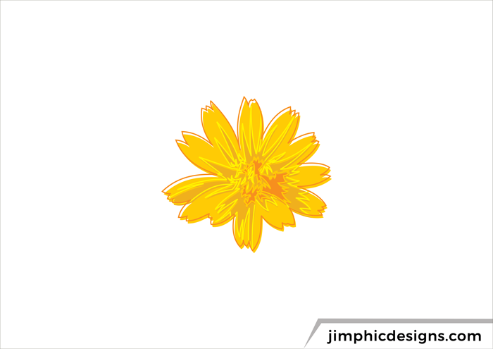 Modern flower logo with bright yellow outline.