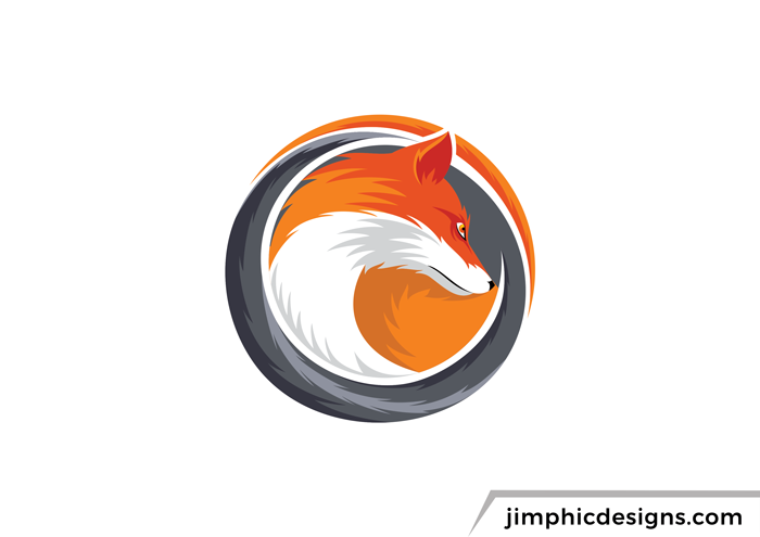 Fox design curled into a circle.