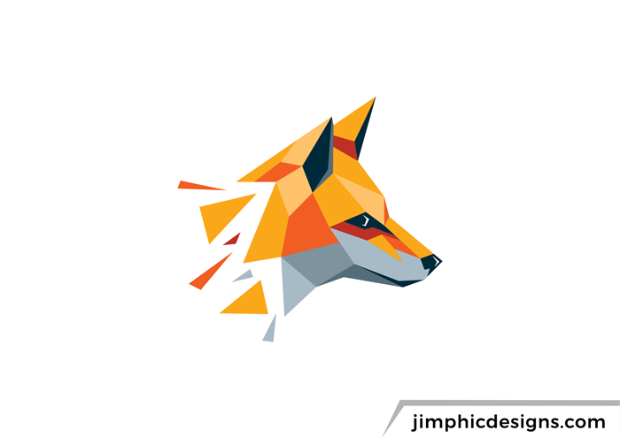 Modern fox graphic with origami design