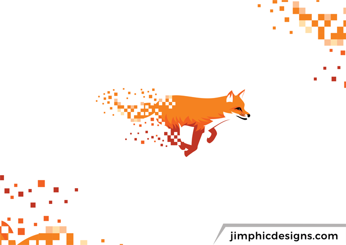 Fox running while he starts pixelating from behind