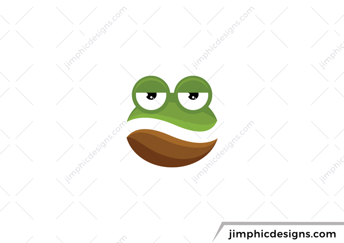 A frog face shaped as a coffee bean.