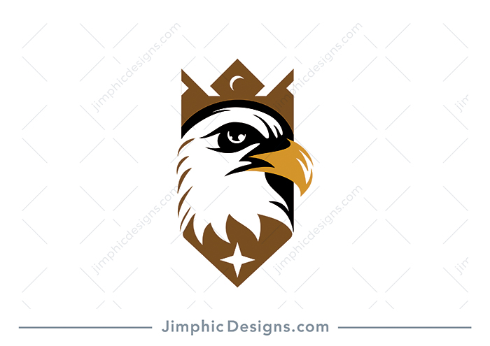 Modern and strong looking eagle inside a sharp crest with a star on his chest and crown on his head.