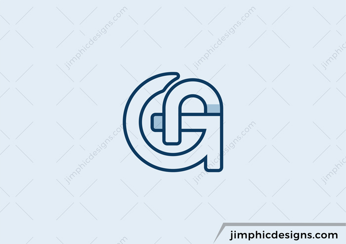 Simplistic line design to shape the letters G and A