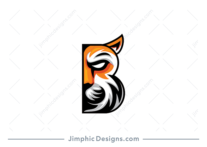 Modern uppercase letter B design featuring a strong tiger head inside.