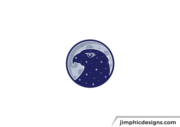 Eagle shape silhouette in a circle with space as a background.