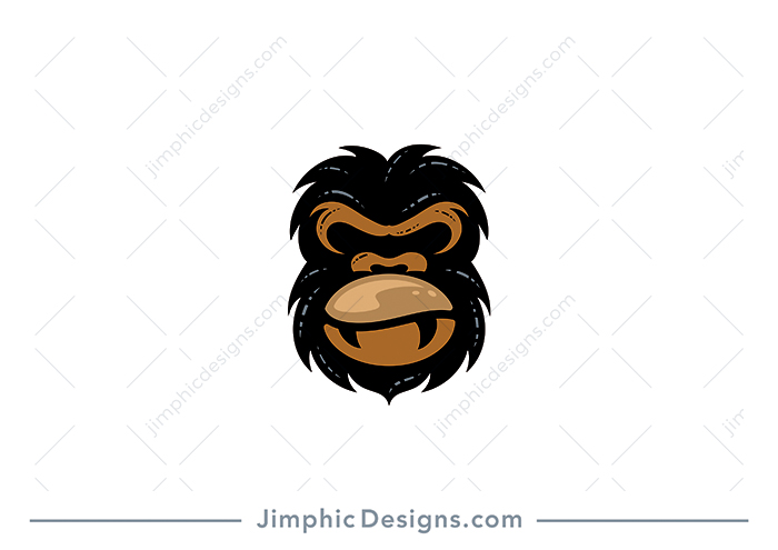 Modern gorilla head design with the mouth shaped as a big coffee bean.