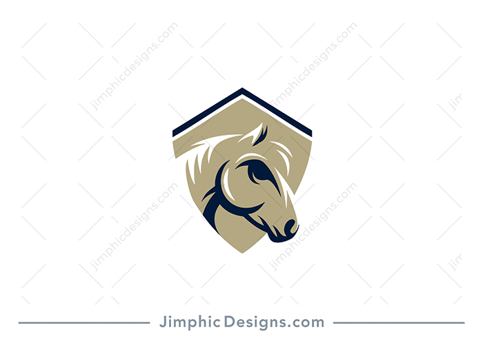 Modern horse design inside an iconic crest.