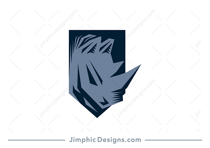 Modern rhino head shaped into an iconic long shield design.