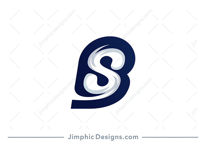 Modern and sleek uppercase letter B with the letter S shaped inside in white negative space.