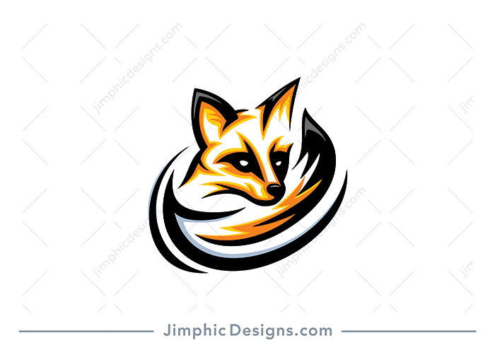 Modern fox animal with a fierce look in his eyes finished with some swooshes.