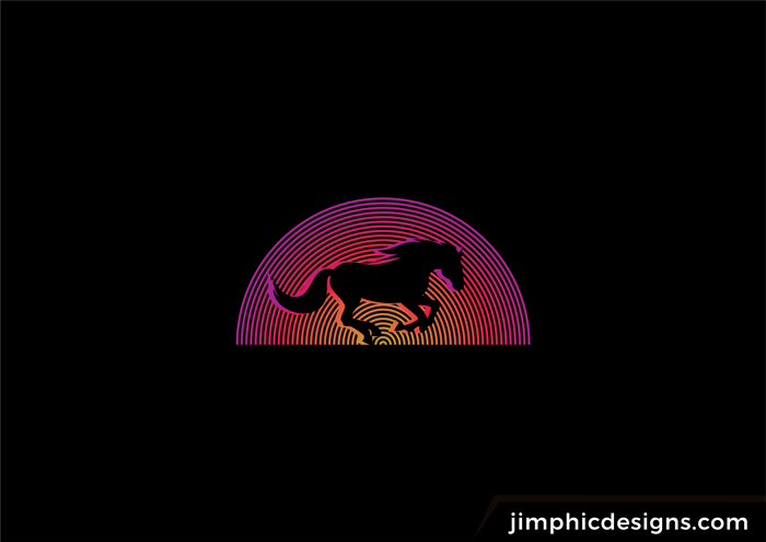 Horse running in the sunset