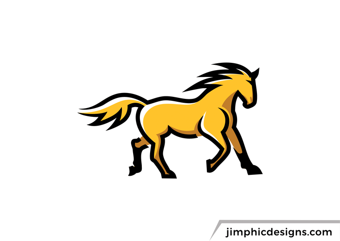 Golden horse with a slight abstract design