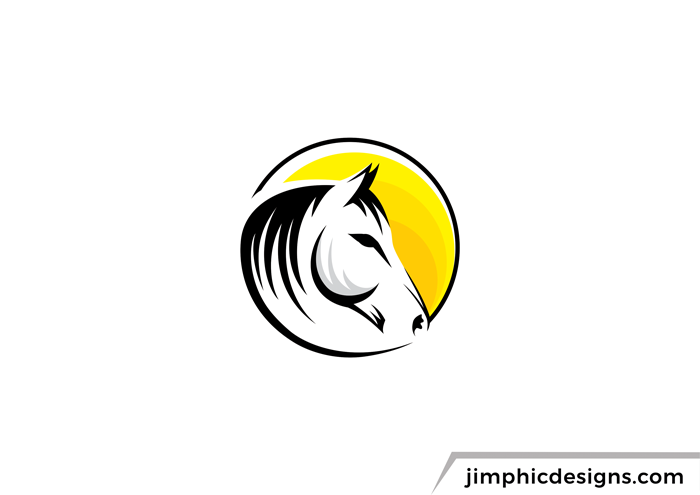 Horse head design inside a circle shape