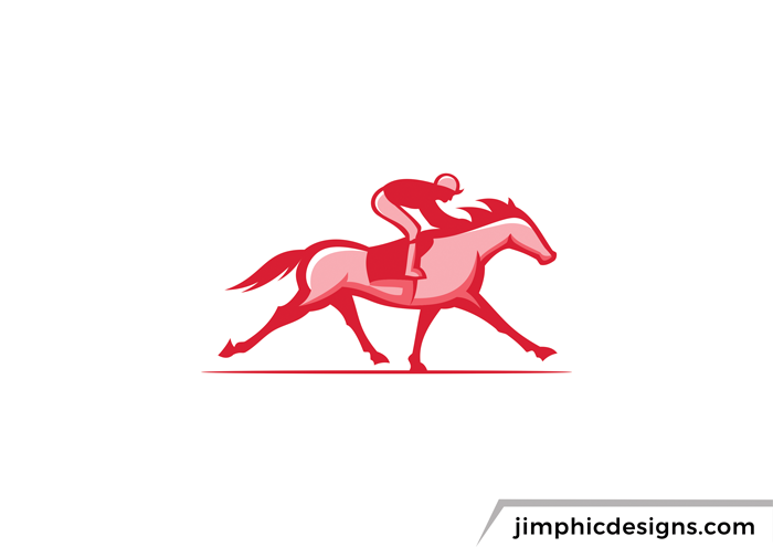 Modern horse running with a jockey on his back.