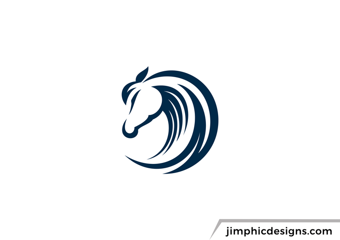 Abstract horse head design in a circle shape.