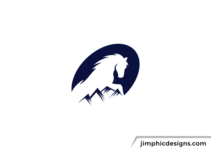 Horse jumping over some mountains.