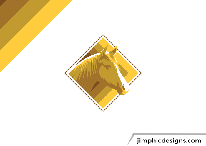 Golden horse design with emphasis on the shadows to showcase the beautiful animal.