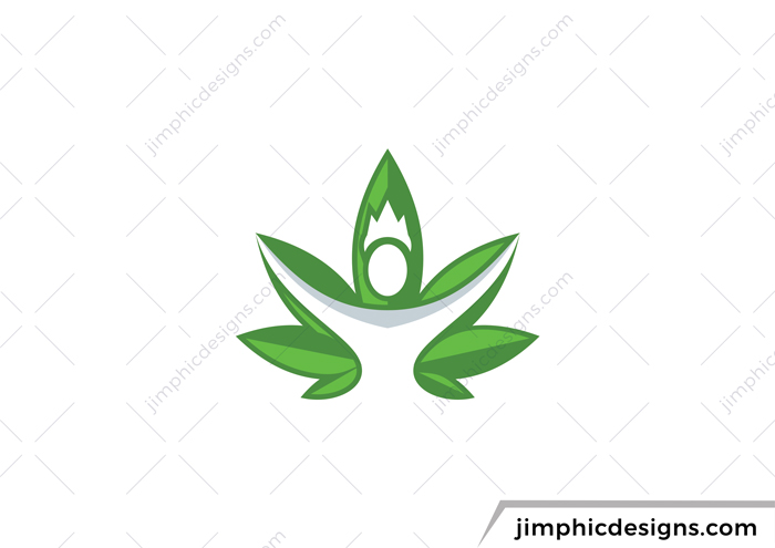 Cannabis leaf with a king or queen figure shape with negative.