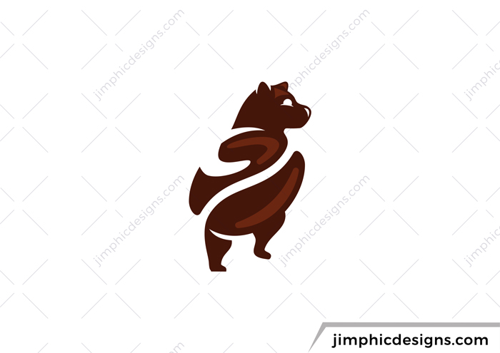 Simplistic bear design holding a coffee bean shaping his body.