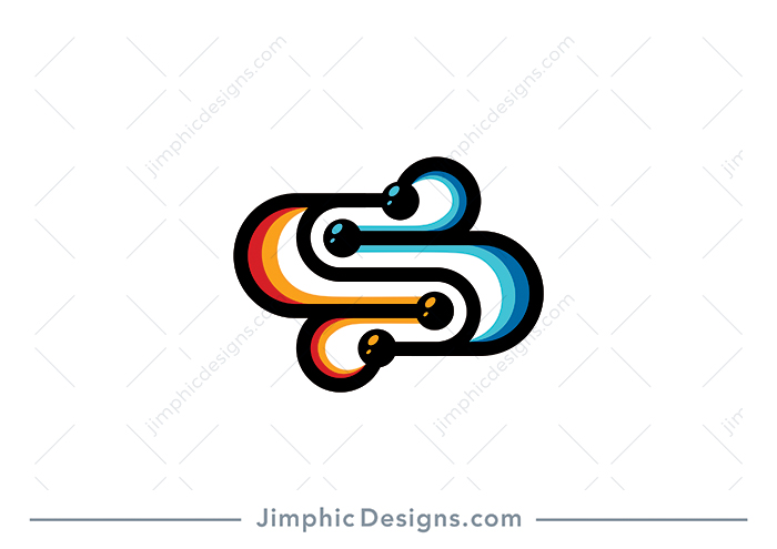 Modern and sleek letter S design is shaped with some abstract shapes surrounding the letter.