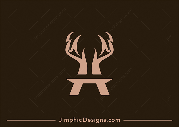 Modern and sleek uppercase letter A design is shaped with strong deer horns.