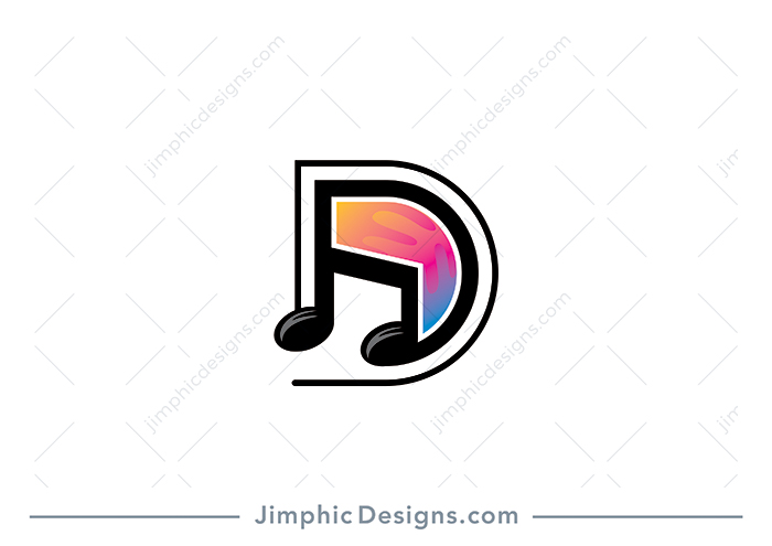 Iconic music note incorporated into an uppercase letter D design.