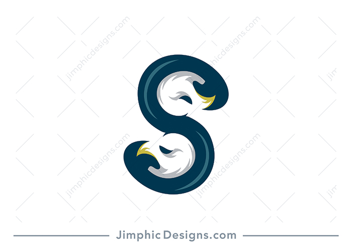 Smooth letter S design shaping an eagle head inside.