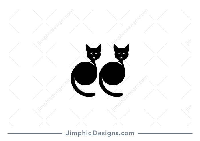 Two simplistic cats sitting beside each other in the shape of quotes.