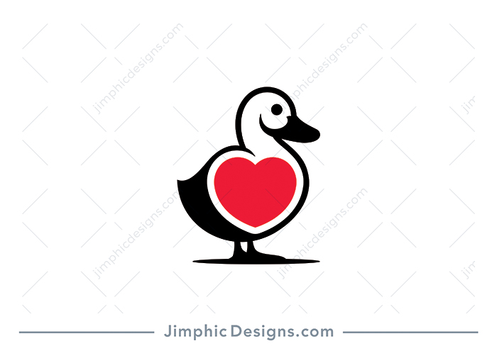 Modern and simplistic duck design with a big heart shaped inside.