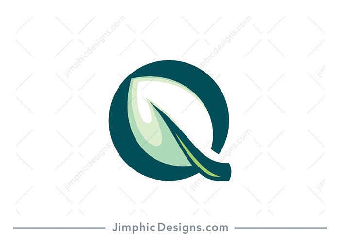 Modern and clean leaf shaped in a circle creating an uppercase letter Q.