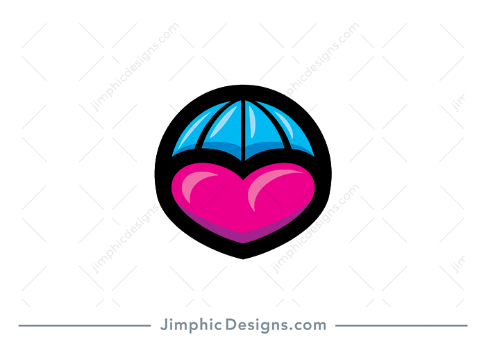 Smooth heart shaped in the bottom half of a circle with the top designed as an umbrella.