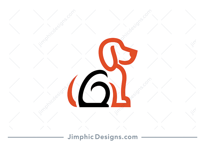 Modern and very simplistic dog in sitting position is shaped with a big uppercase letter G as his back leg.