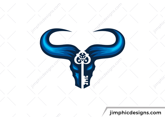 Abstract bull design with a key incorporated into his face.