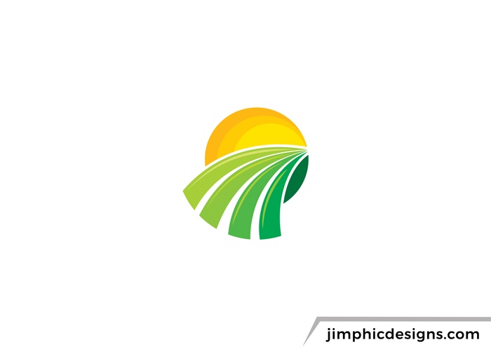 Landscape logo with different shades of fields jumping out of circle