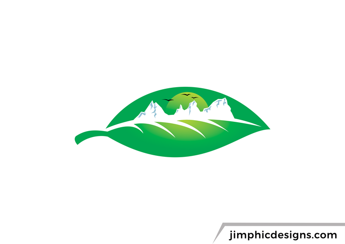 Mountains shaped in a leaf design