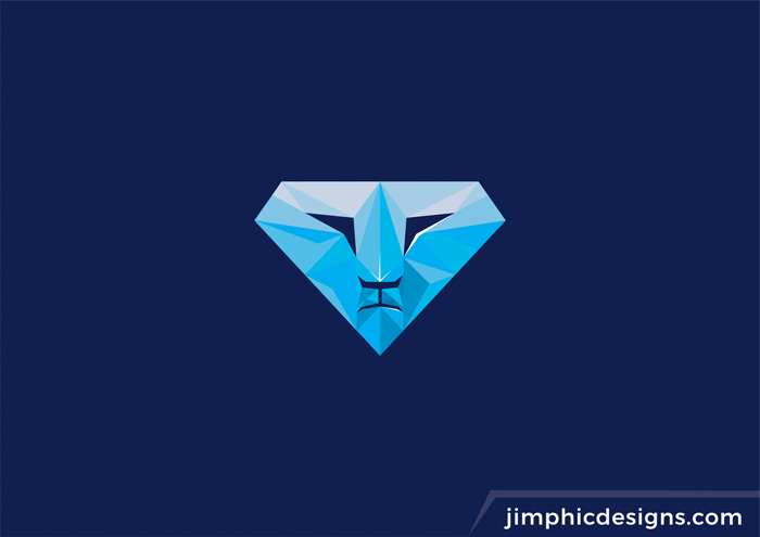 Lion face incorporated into a diamond design.